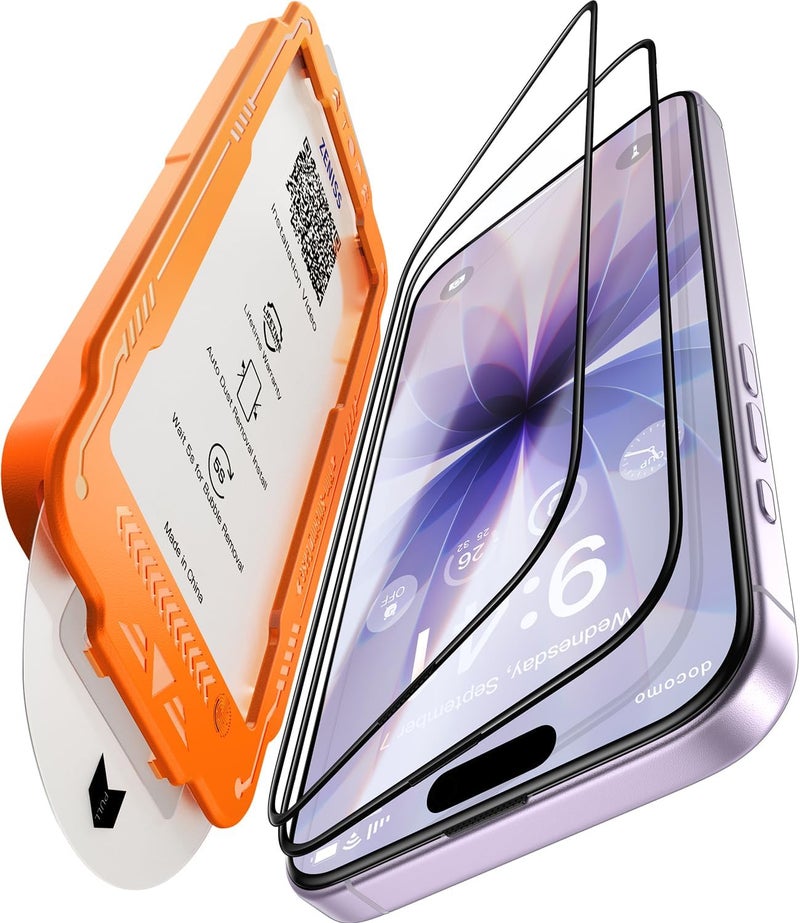Zeniss NeverBreak 9H+ Hardness for iPhone 17 Screen Protector 12FT Military Grade Protection (Scratch, Shatter, Drop Resistance) Tempered Glass Full Edge Coverage 6.3" 2025, 2 Pack with De-Bubble Card - Image 1