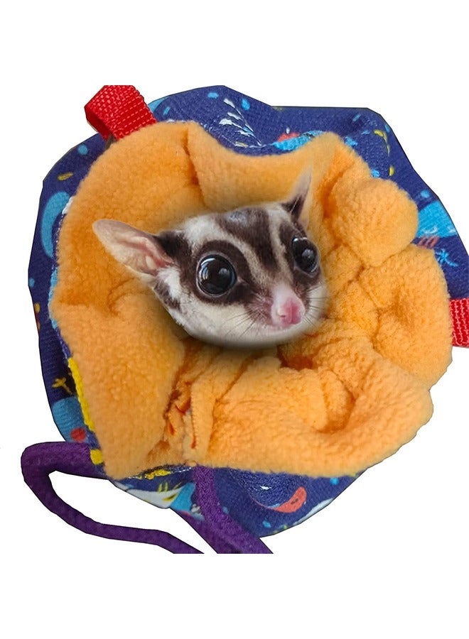 HY Sugar Glider Hanging Bed House, Sugar Glider Hamster Sleeping Pouch with Drawstring Design, Small Animals Hammock Cage Accessories, Cage Warm Sleep Bag for Squirrel Birds Parrot - Image 2