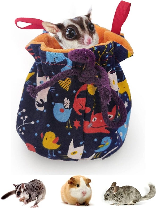 HY Sugar Glider Hanging Bed House, Sugar Glider Hamster Sleeping Pouch with Drawstring Design, Small Animals Hammock Cage Accessories, Cage Warm Sleep Bag for Squirrel Birds Parrot - Image 1