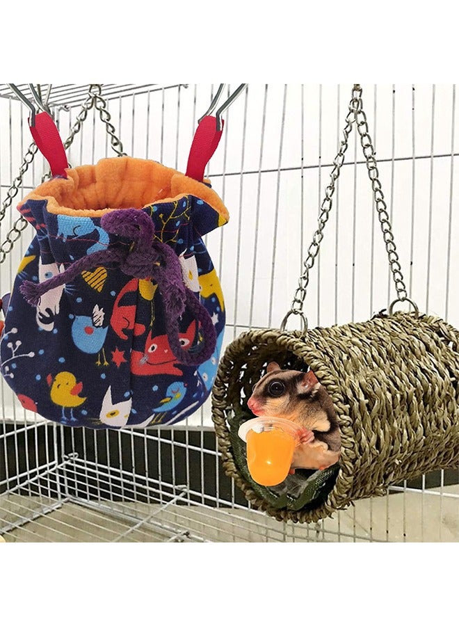 HY Sugar Glider Hanging Bed House, Sugar Glider Hamster Sleeping Pouch with Drawstring Design, Small Animals Hammock Cage Accessories, Cage Warm Sleep Bag for Squirrel Birds Parrot - Image 3