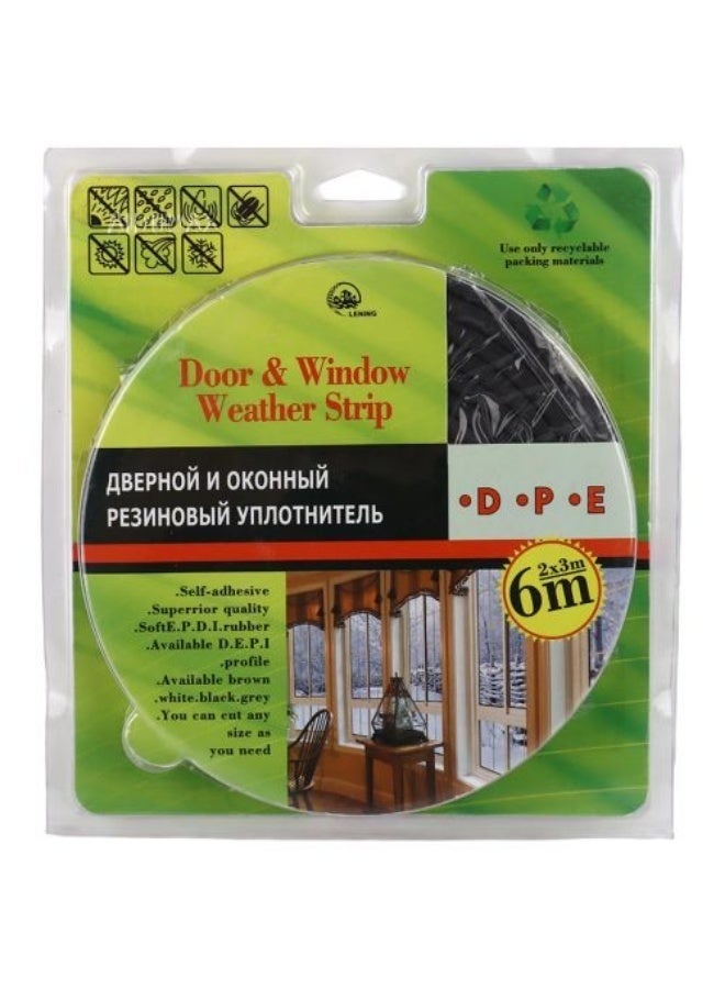 شريط مانع لتسرب الهواء مصنوع من مطاط EPDM ذاتي اللصق للأبواب والنوافذ - شريط بني اللون بطول 6 أمتار للحماية من تسرب الهواء