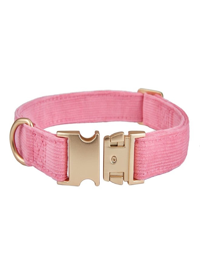 YUDOTE Soft Cotton Dog Collar with Metal Buckle Adjustable Heavy Duty Comfy Corduroy Collars for Small Medium Large Dogs,Rosy Pink,Small - Image 4