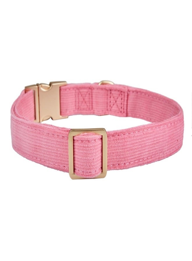 YUDOTE Soft Cotton Dog Collar with Metal Buckle Adjustable Heavy Duty Comfy Corduroy Collars for Small Medium Large Dogs,Rosy Pink,Small - Image 2