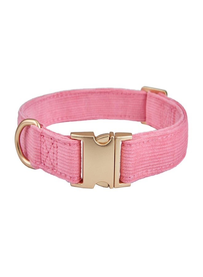 YUDOTE Soft Cotton Dog Collar with Metal Buckle Adjustable Heavy Duty Comfy Corduroy Collars for Small Medium Large Dogs,Rosy Pink,Small - Image 1
