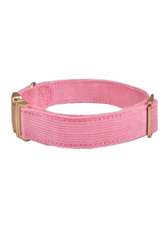 YUDOTE Soft Cotton Dog Collar with Metal Buckle Adjustable Heavy Duty Comfy Corduroy Collars for Small Medium Large Dogs,Rosy Pink,Small - Image 3