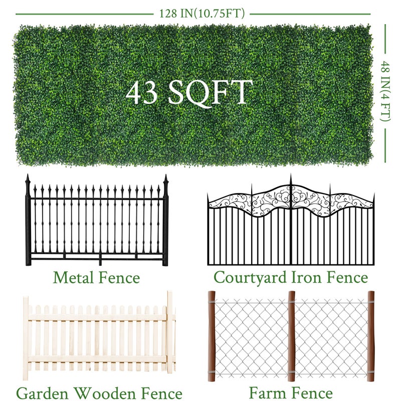 DOPGIB Artificial Ivy Privacy Fence Screen:48"x 128" (43 SQFT) 4-Layer Leaf UV-Anti Faux Greenery Boxwood Backdrop Ivy Vine Leaf Fence Panels for Outdoor, Indoor, Garden,Backyard and Decor - Image 2