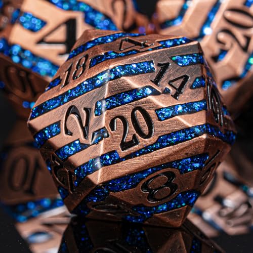 Maywin Inlay Metal DND Dice Set Heavy Zinc Alloy RPG Dice with Decorative Inlay for Dungeons Dragons - Image 1
