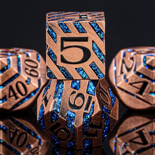 Maywin Inlay Metal DND Dice Set Heavy Zinc Alloy RPG Dice with Decorative Inlay for Dungeons Dragons - Image 5