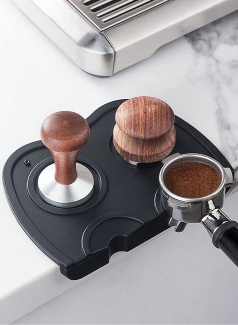 Food Safety Silicone Coffee Tamper Pad, Espresso Pad,Anti-Slip, Odorless And Soft Anti-Slip Corner Stepping Pad, Black Barista Tool Rack, Suitable For Home And Office Kitchen Bar Counter