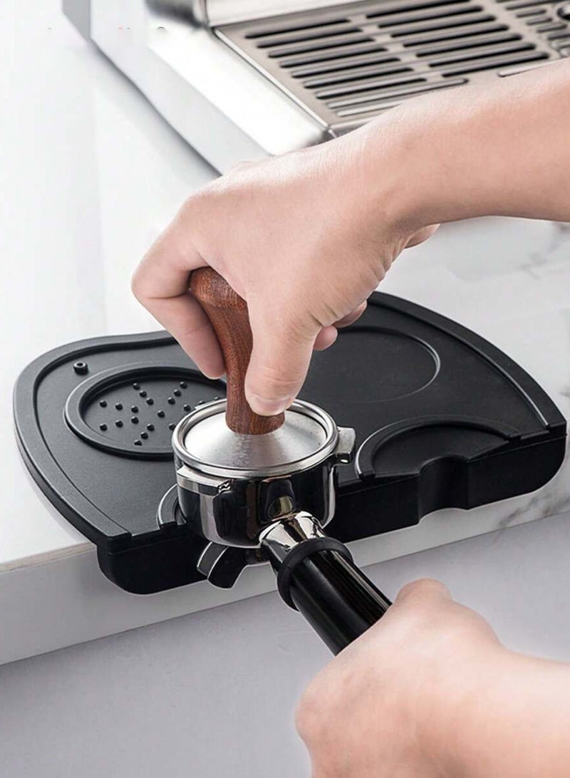 Food Safety Silicone Coffee Tamper Pad, Espresso Pad,Anti-Slip, Odorless And Soft Anti-Slip Corner Stepping Pad, Black Barista Tool Rack, Suitable For Home And Office Kitchen Bar Counter  - Image 3