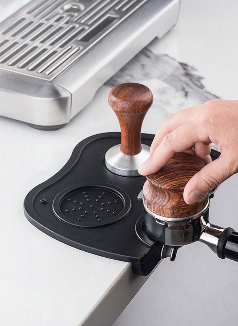 Food Safety Silicone Coffee Tamper Pad, Espresso Pad,Anti-Slip, Odorless And Soft Anti-Slip Corner Stepping Pad, Black Barista Tool Rack, Suitable For Home And Office Kitchen Bar Counter  - Image 4