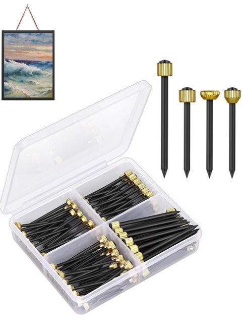 120PCS Nails for Hanging Pictures, 4 Sizes Picture Hanging Nails for Wall Decoration Hanging Frame Kit Reusable Mirror Hanging Hardware Tool Hangers with Plastic Box  for Claw Drywall Nails