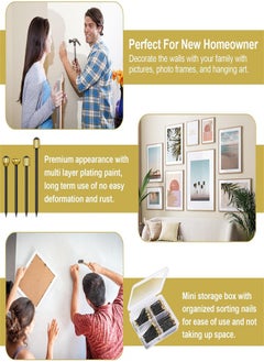 Generic 120PCS Nails for Hanging Pictures, 4 Sizes Picture Hanging Nails for Wall Decoration Hanging Frame Kit Reusable Mirror Hanging Hardware Tool Hangers with Plastic Box  for Claw Drywall Nails  - Image 4