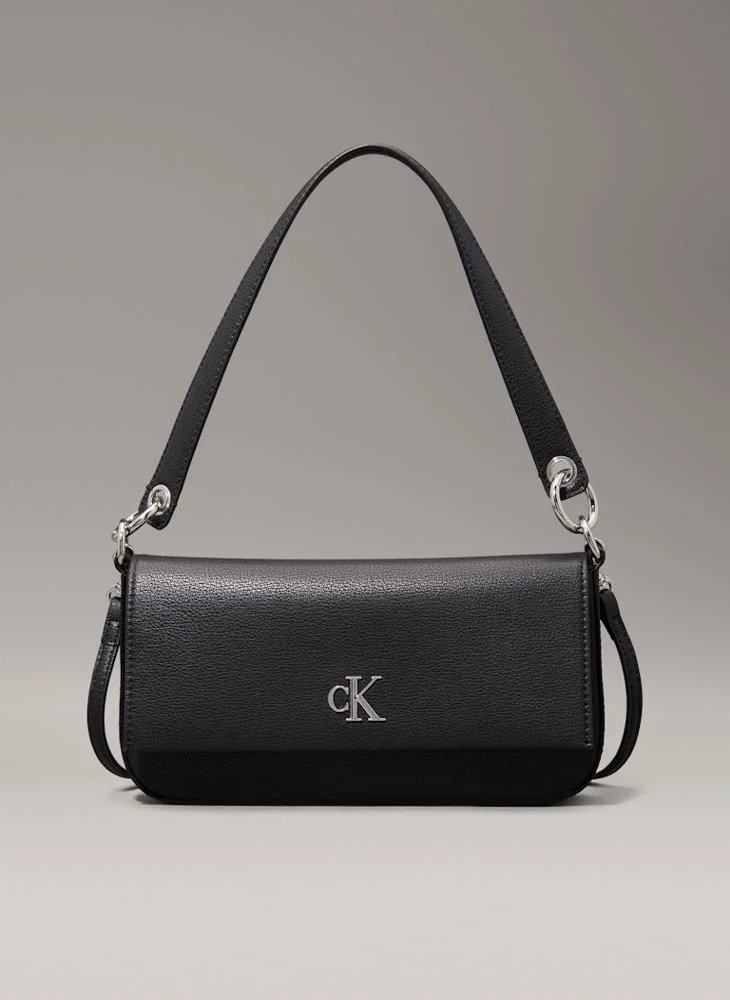 Calvin Klein Jeans Logo Detailed Flap over Shoulder Bag