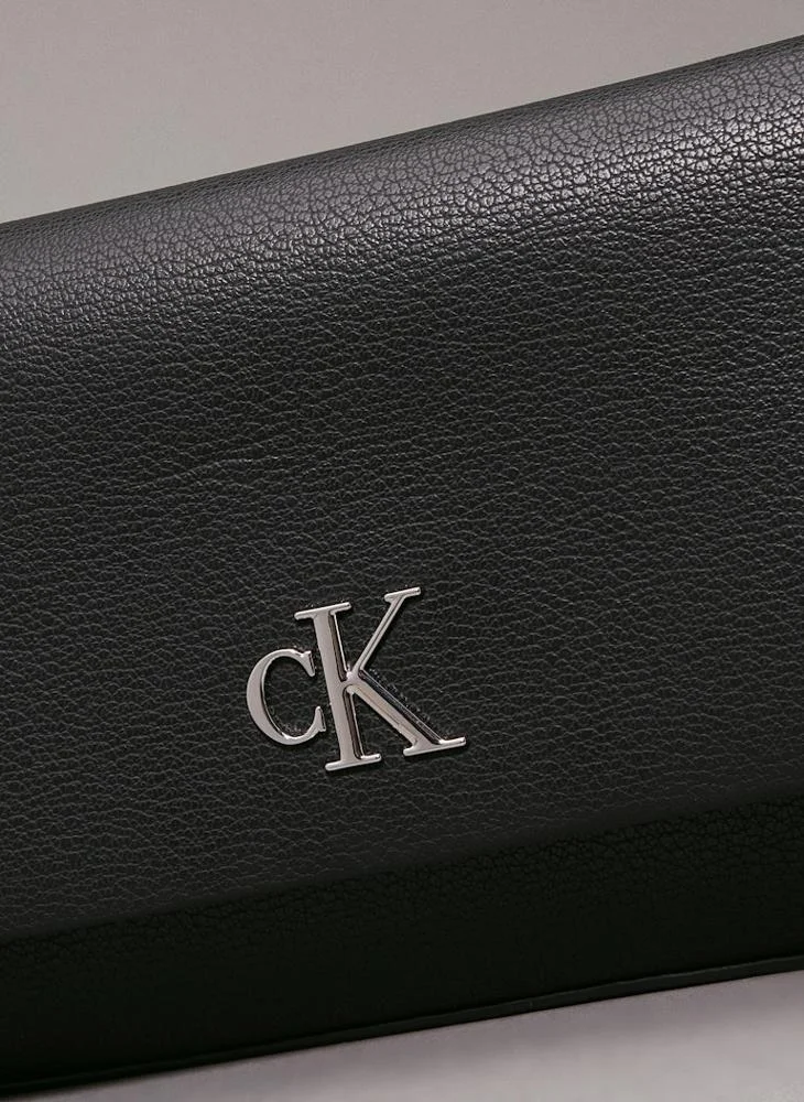 Calvin Klein Jeans Logo Detailed Flap over Shoulder Bag