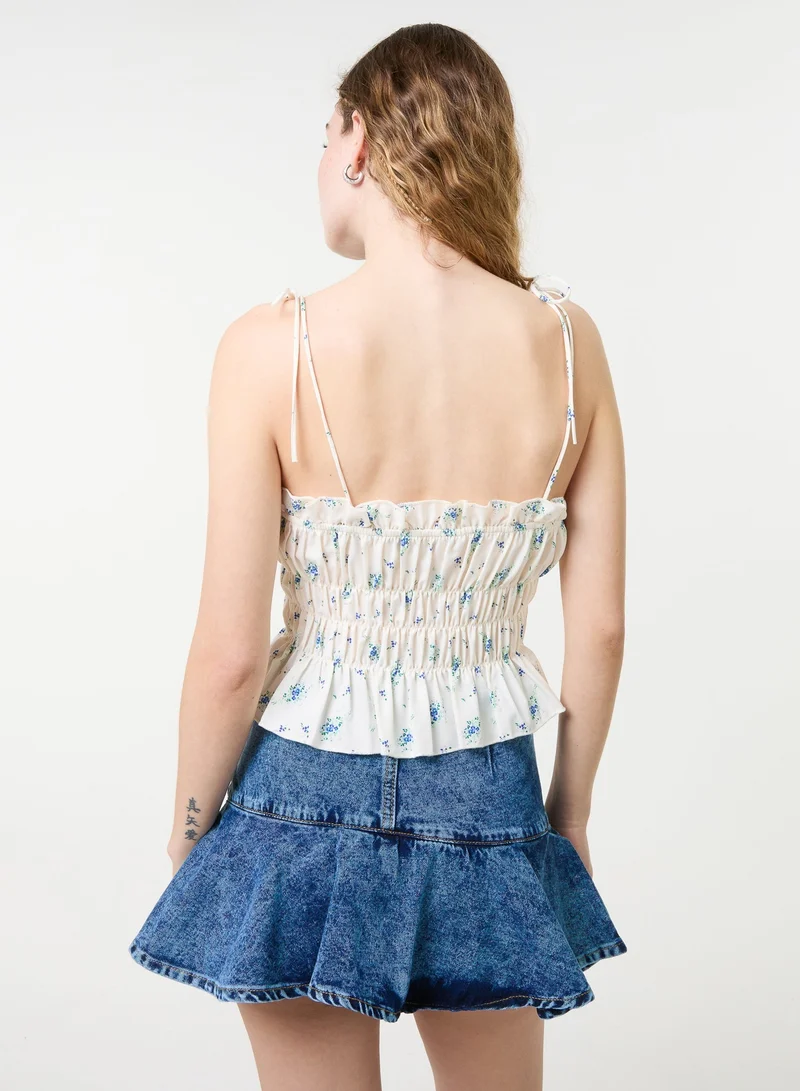 Pink Vanilla Tie Front Ditsy Cami Top