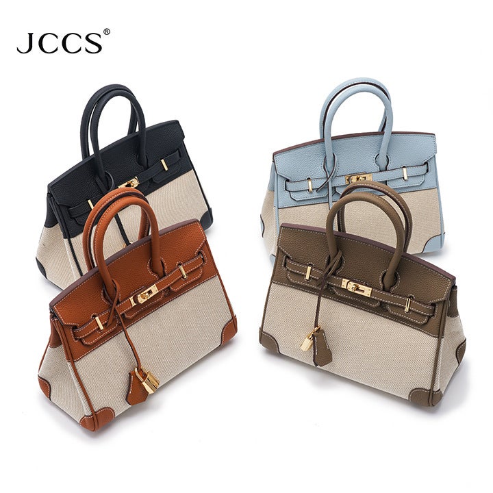 Color Medium Platinum Bag Women'S Crossbody Bag Casual Canvas Leather Patchwork Bag Fashionable Portable Shoulder Bag - Image 2