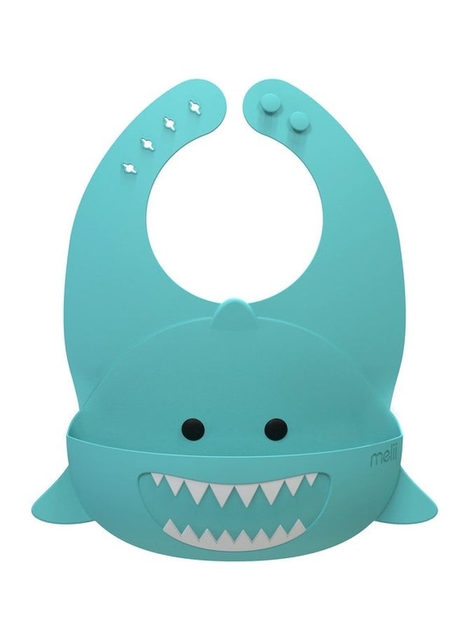 melii Shark Silicone Bib, Turquoise
