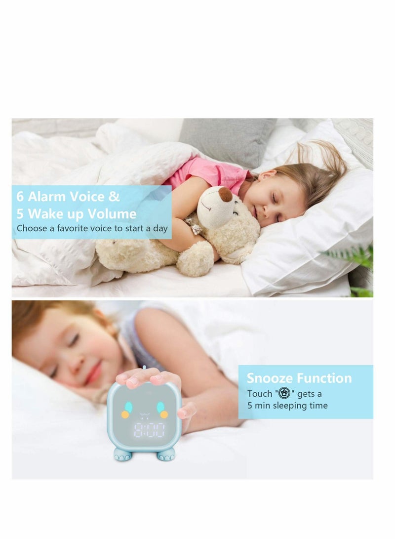 SYOSI Kids Alarm Clock, Digital Alarm Clock for Kids Bedroom, Cute Dinosaur Bedside Clock Children's Sleep Trainier, Wake Up Light & Night Light with USB Alarm Clock for Boys Girls Birthday Gifts (Green) - Image 4