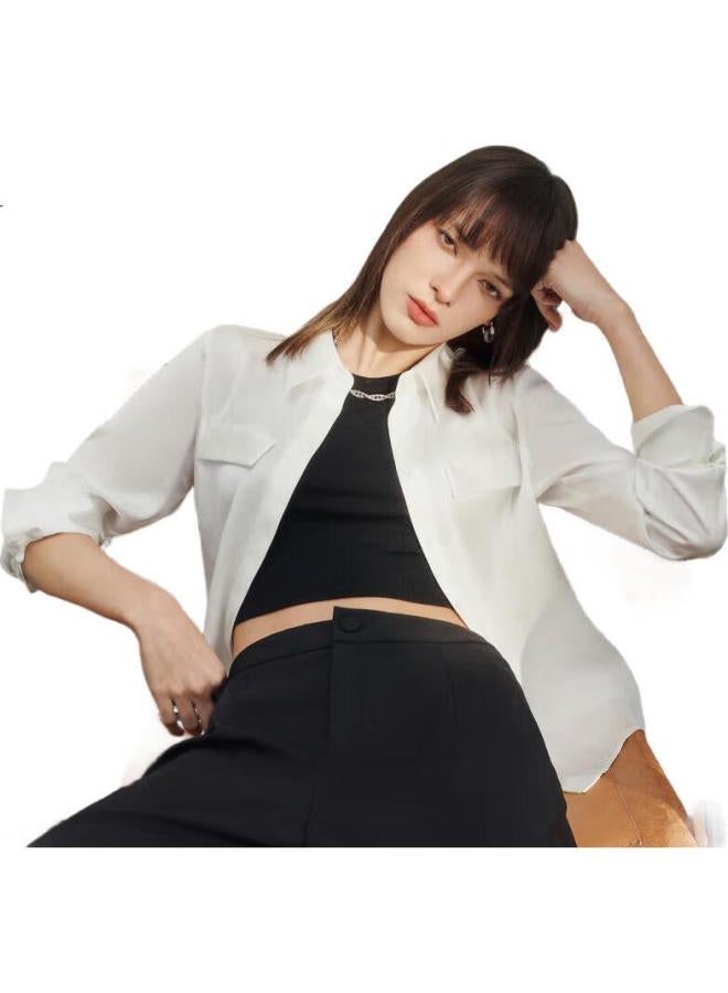 G2000 Mall Same Style Silky Long Sleeve Casual Shirt 41241021G2 Snow White 36 - Image 2