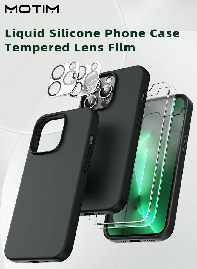 Motim 5 in 1 Silicone Phone Case  +2 Lens Film +2 Screen Film Compatible for iPhone 14 Pro Drop Protection Soft Cover Shockproof Slim Case - Image 1