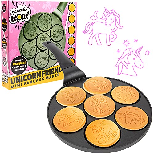 CucinaPro Unicorn Mini Pancake Pan - Make 7 Unique Flapjack Unicorns, Nonstick Pan Cake Maker Griddle for Holiday Breakfast Fun & Easy Cleanup, Magical Xmas Treat or Gift for Kids Party- Easy to Use Long Handle - Image 1