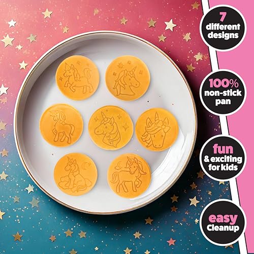 CucinaPro Unicorn Mini Pancake Pan - Make 7 Unique Flapjack Unicorns, Nonstick Pan Cake Maker Griddle for Holiday Breakfast Fun & Easy Cleanup, Magical Xmas Treat or Gift for Kids Party- Easy to Use Long Handle - Image 3