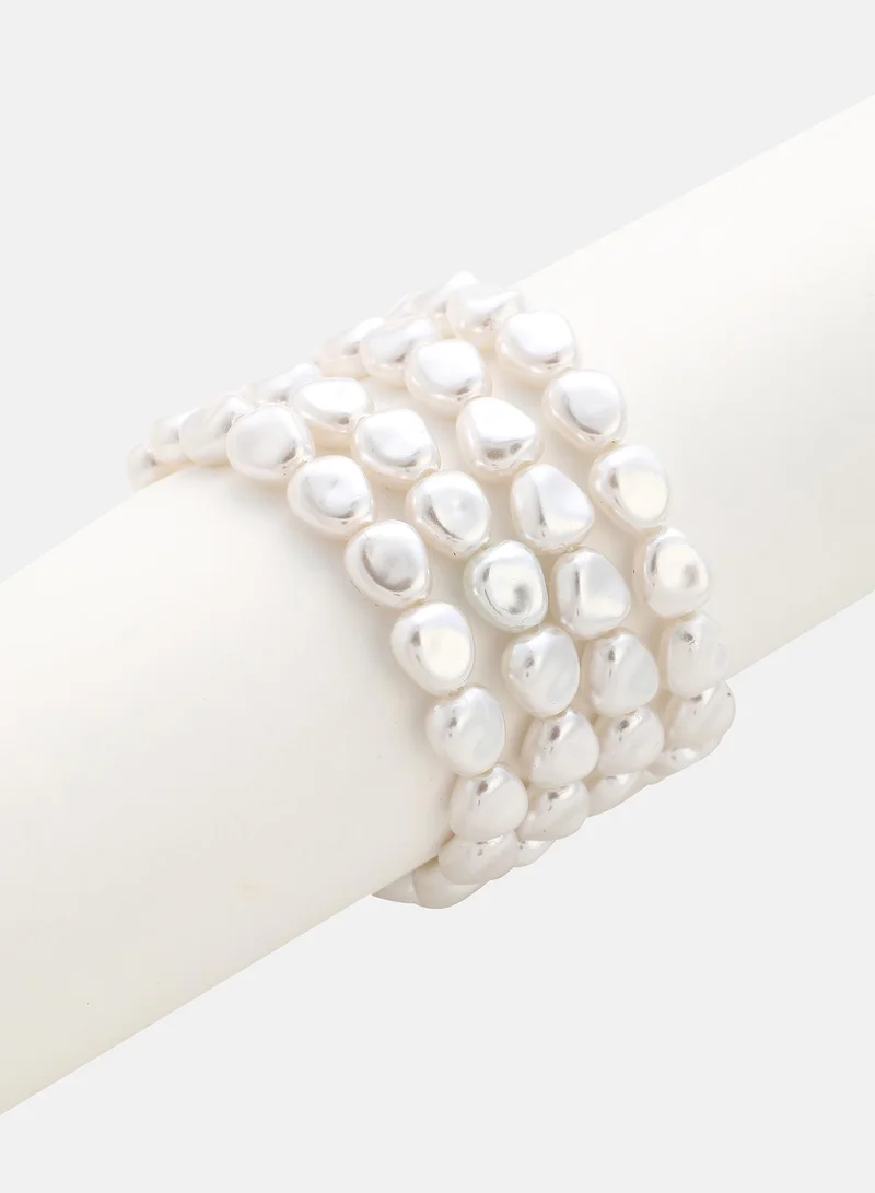 Sohi  Women's Pearls Beaded Multi-Layer Bracelet for Women | Best Price UAE