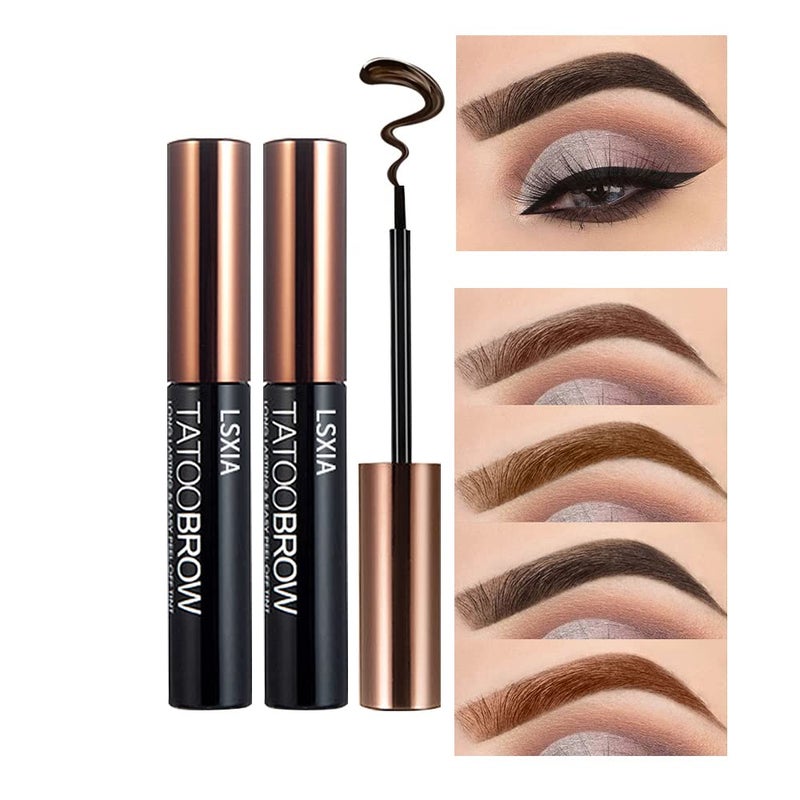 LSxia 2 Pcs Peel Off Tattoo Eyebrow Gel Natural Elegant Eyebrow Gel LongLasting Waterproof Eyebrow Tattoo Makeup Gray Brown
