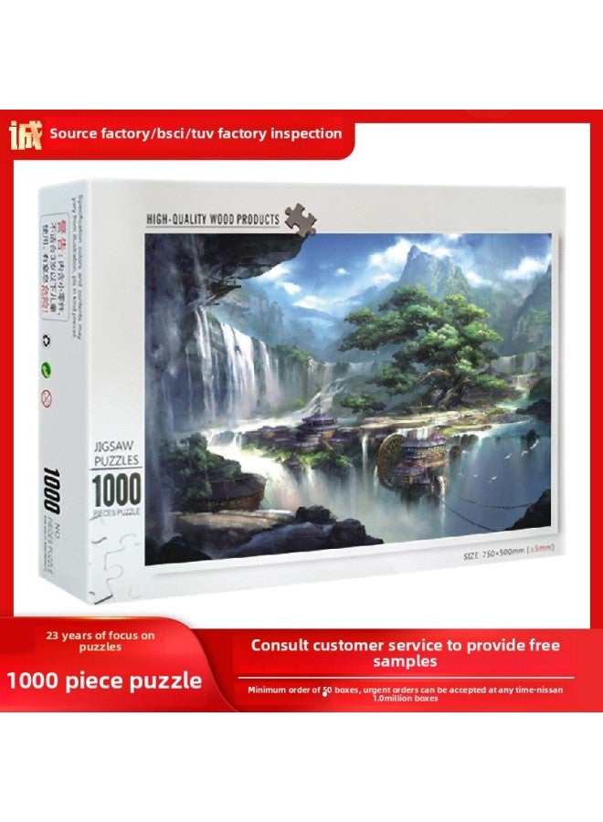 Wooden Jigsaw Puzzle 1000 Pieces Of High Difficulty Adult Decompression Jigsaw Puzzle Manufacturers Selling To Figure Diy Jigsaw Puzzle-Color:Candy House 10-050  - Image 2