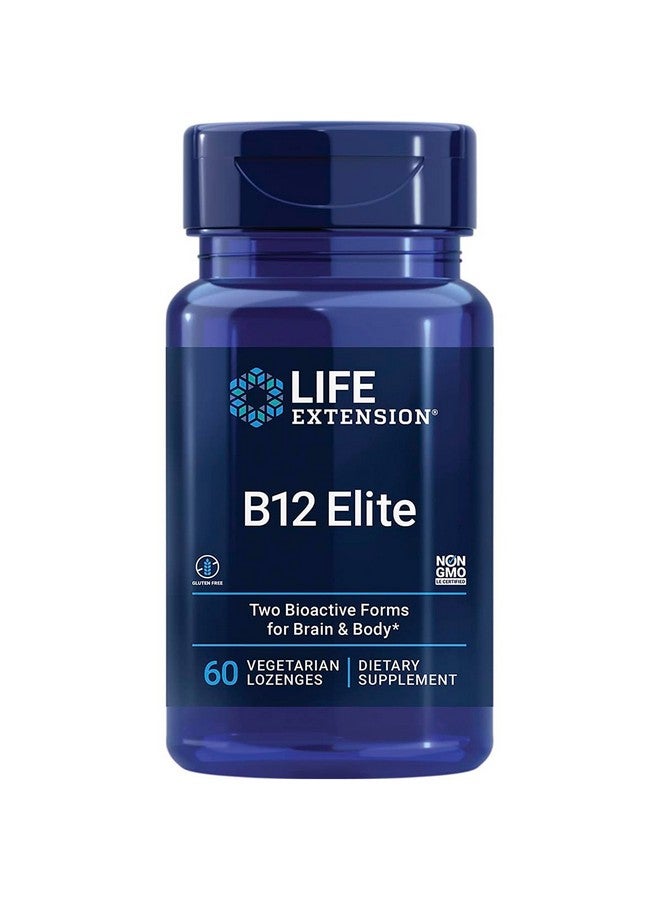 لايف إكستنشن Life Extension B12 Elite، أدينوسيل كوبالامين، ميثيل كوبالامين، شكلان نشطان لصحة الدماغ وإنتاج الدوبامين، غير معدل وراثيًا، خالٍ من الجلوتين، نباتي، 60 قرصًا - Image 1