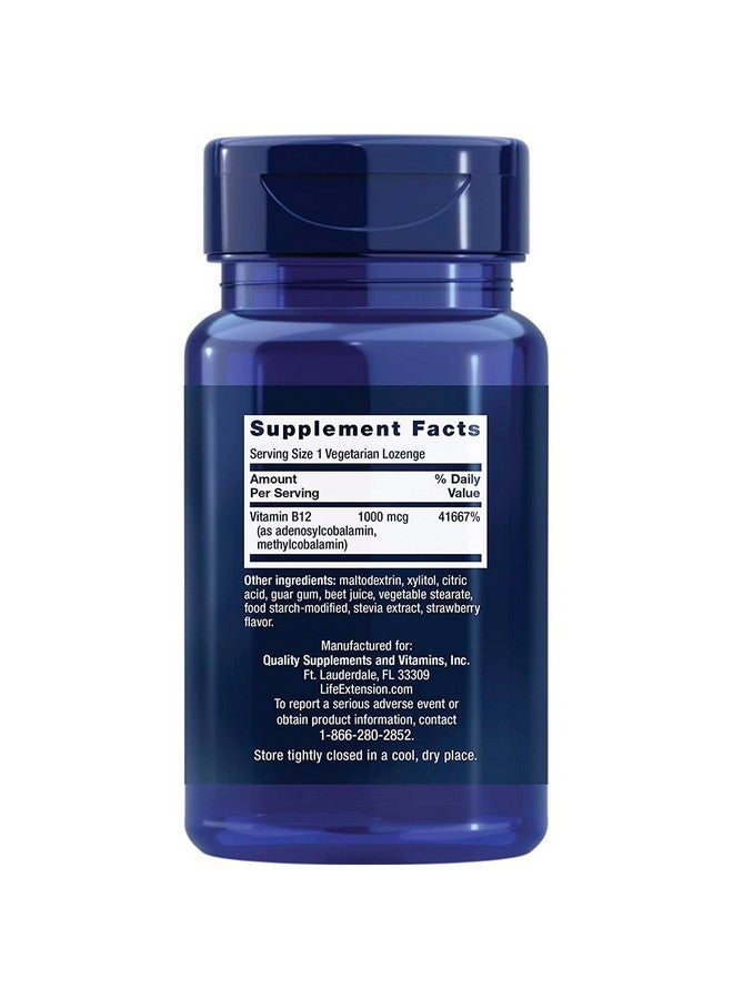 لايف إكستنشن Life Extension B12 Elite، أدينوسيل كوبالامين، ميثيل كوبالامين، شكلان نشطان لصحة الدماغ وإنتاج الدوبامين، غير معدل وراثيًا، خالٍ من الجلوتين، نباتي، 60 قرصًا - Image 2