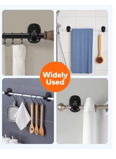 Excefore Self Adhesive Curtain Rod Bracket, 4 Count Universal Plastic Curtain Rod Holders, Can be Drilled or Self-Adhesive, Curtain Rod Hooks for Bathroom, Bedroom, Livingroom, Kitchen, Black  - Image 3