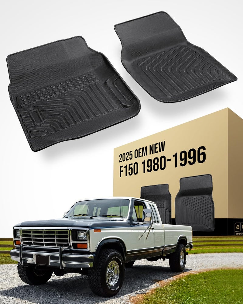 All Weather Floor Mats for Ford F150Ford Bronco 19801996 F250F350 19801997 Classic Ford Truck Accessories 19801986 1987 1988 1989 1990 1991 19921996 Waterproof Nonslip TPE Liner Cover Black