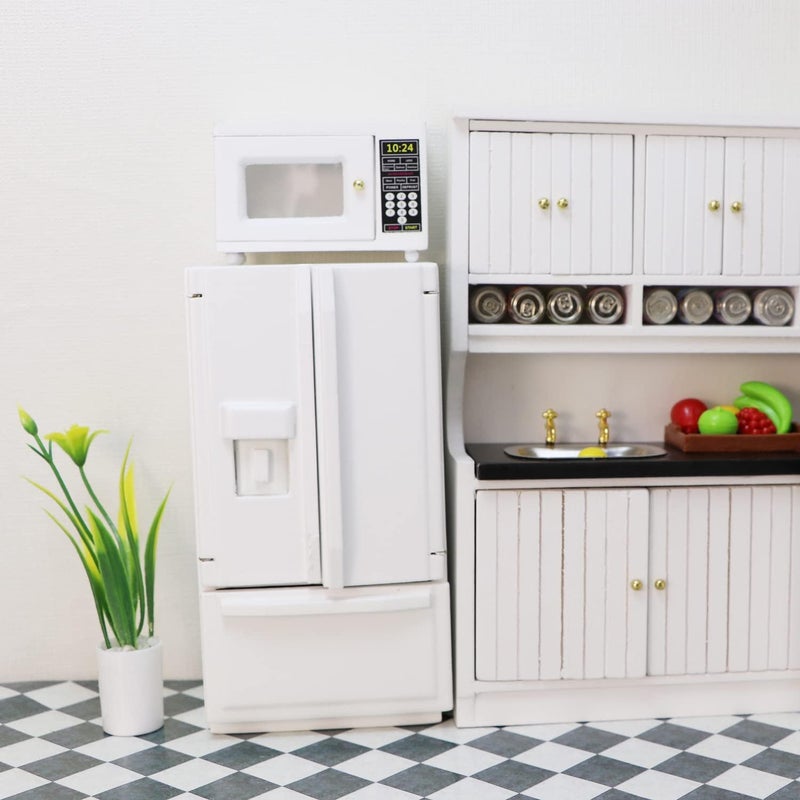Cutemini Miniature Dollhouse Fridge 1:12 Furniture Decoration Accessories Mini Refrigerator Kitchen Living Room Scene Model Ornaments（B-Silver - Image 5