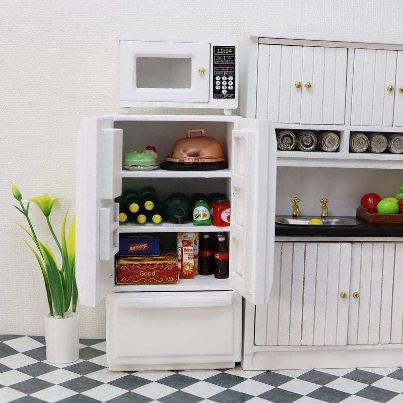Cutemini Miniature Dollhouse Fridge 1:12 Furniture Decoration Accessories Mini Refrigerator Kitchen Living Room Scene Model Ornaments（B-Silver - Image 3