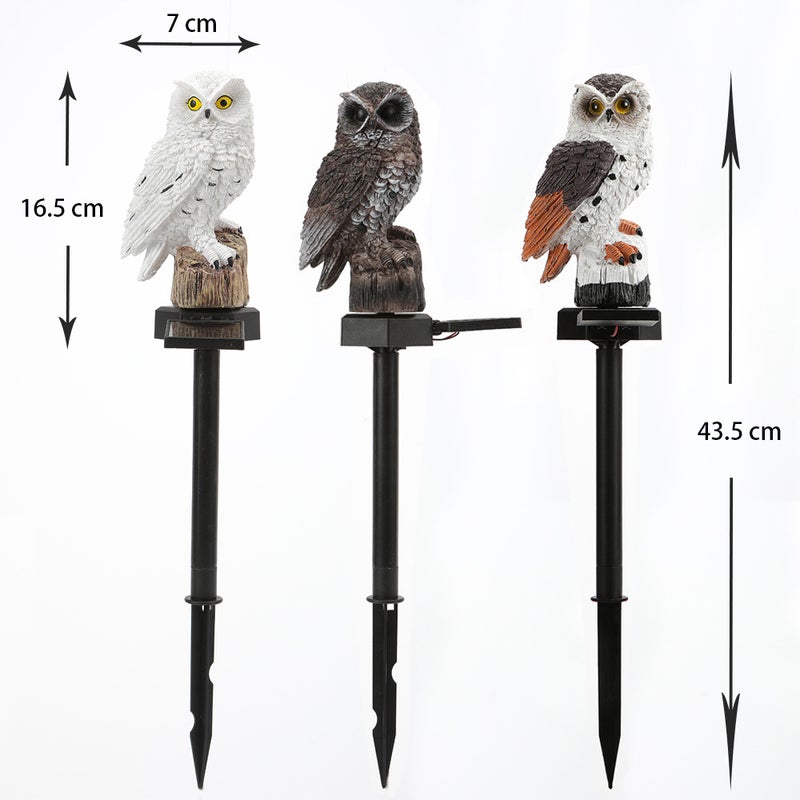 Cross border outdoor garden owl LED solar light courtyard simulation animal resin lawn floor insert light Wholesale(Brown Owl, Solar lawn lamp) - Image 3