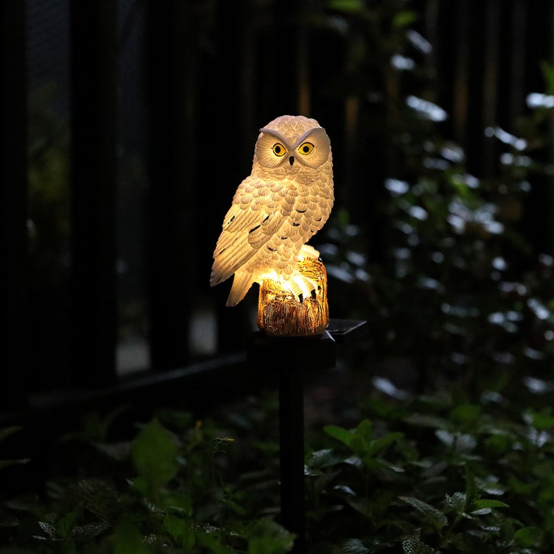 Cross border outdoor garden owl LED solar light courtyard simulation animal resin lawn floor insert light Wholesale(Brown Owl, Solar lawn lamp) - Image 5