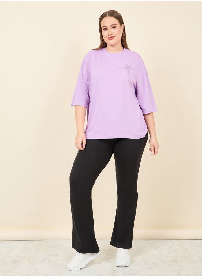 Styli - Plus Oversized Drop Shoulder Front and Back Beautiful Print T-shirt - Image 1