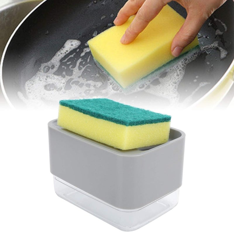 ويوبلز موزع صابون سائل أوتوماتيكي يعمل بالضغط، 2 في 1 مع حامل إسفنجة لحوض المطبخ (فضي) - Image 5