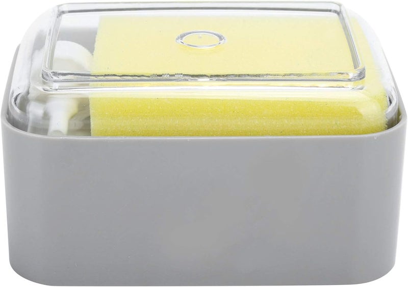 ويوبلز موزع صابون سائل أوتوماتيكي يعمل بالضغط، 2 في 1 مع حامل إسفنجة لحوض المطبخ (فضي) - Image 1