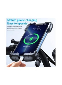 Generic Motorcycle Phone Mount, Bike Phone Holder, Shockproof Handlebar Phone Mount Clamp, One Hand Operation ATV Scooter Phone Clip, Fit for iPhone 12 / 11 Pro Max / X , Galaxy S10,4.7"-6.8" Cellphone  - Image 2