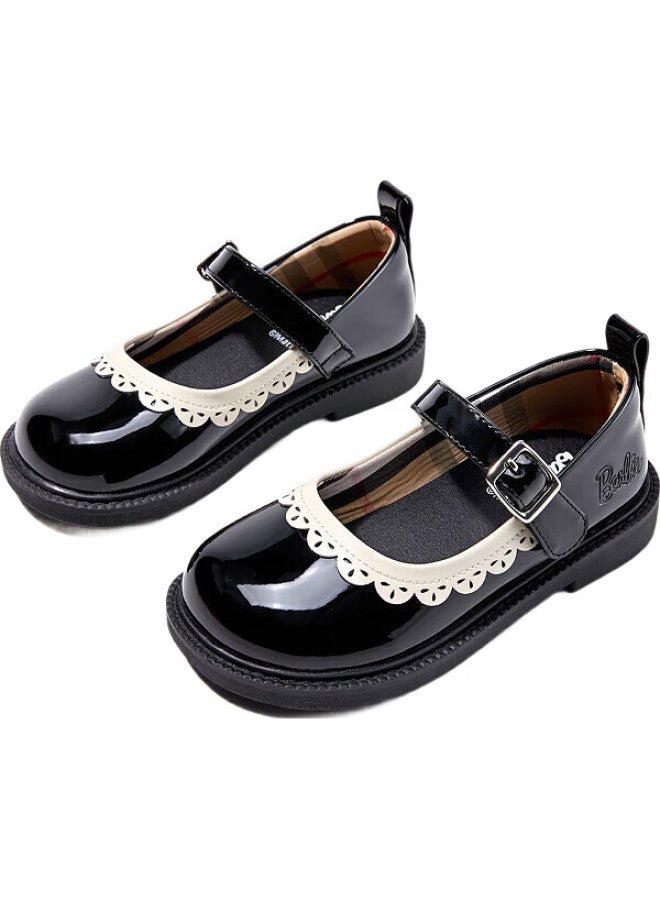 Barbie Children'S Shoes, Spring And Autumn Kids' Leather Shoes, Girls' British Style Princess Performance Shoes, Academic Style Black Leather Shoes, Da5825, Black, Size 32 - Image 3