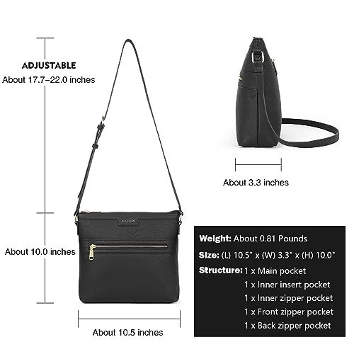 CHOLISS Large Crossbody Bags for Women, Medium Size Purses for Women with Vegan Leather, Black - Image 4