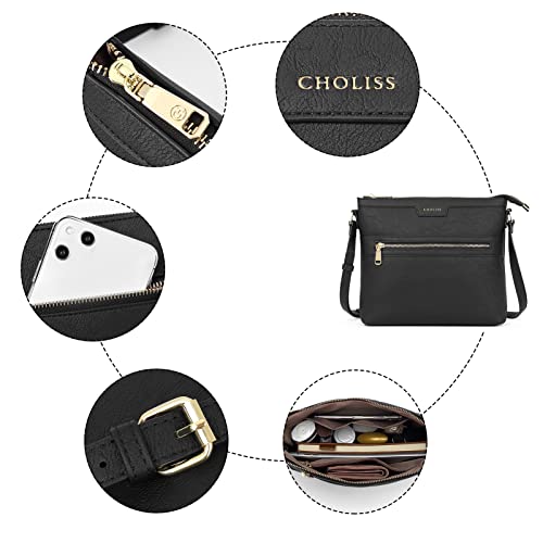 CHOLISS Large Crossbody Bags for Women, Medium Size Purses for Women with Vegan Leather, Black - Image 5