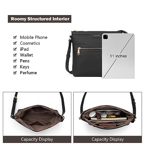 CHOLISS Large Crossbody Bags for Women, Medium Size Purses for Women with Vegan Leather, Black - Image 3