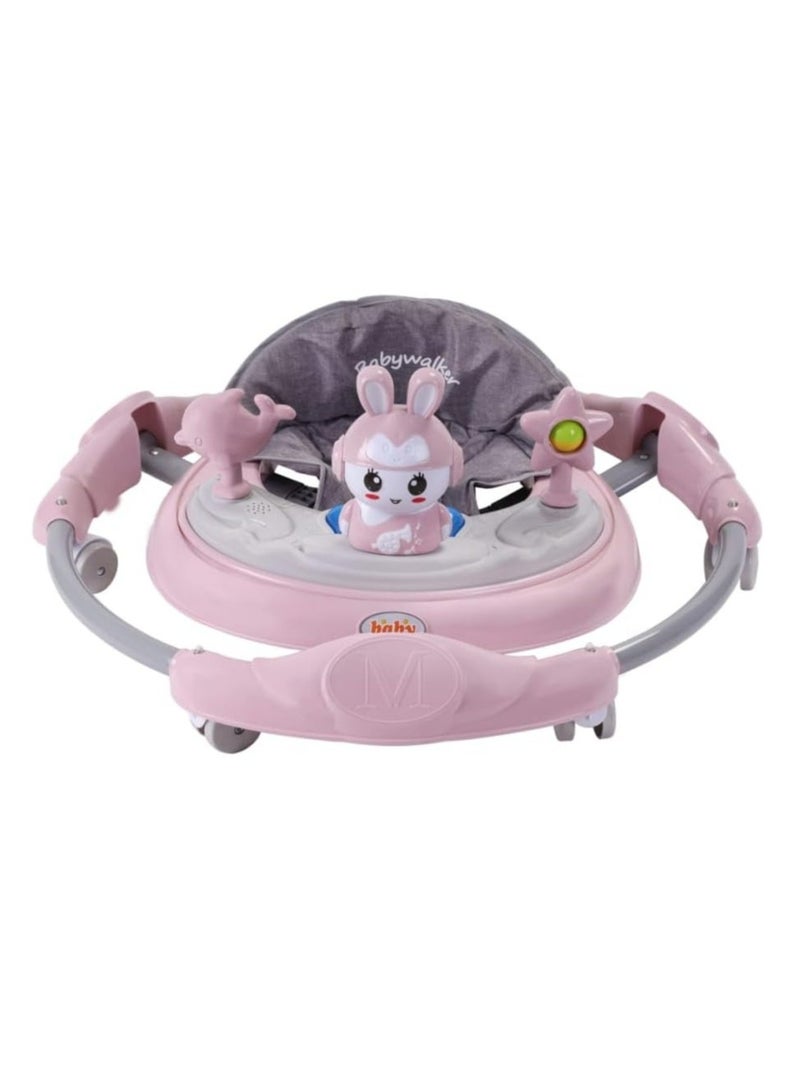 Multi-Functional Baby Walker With Music Features...Adjustable Height Anti-Flip Anti-Move Leg Can Sit Foldable 6-18 Months Baby Walker For Male And Female (pink) - Image 2