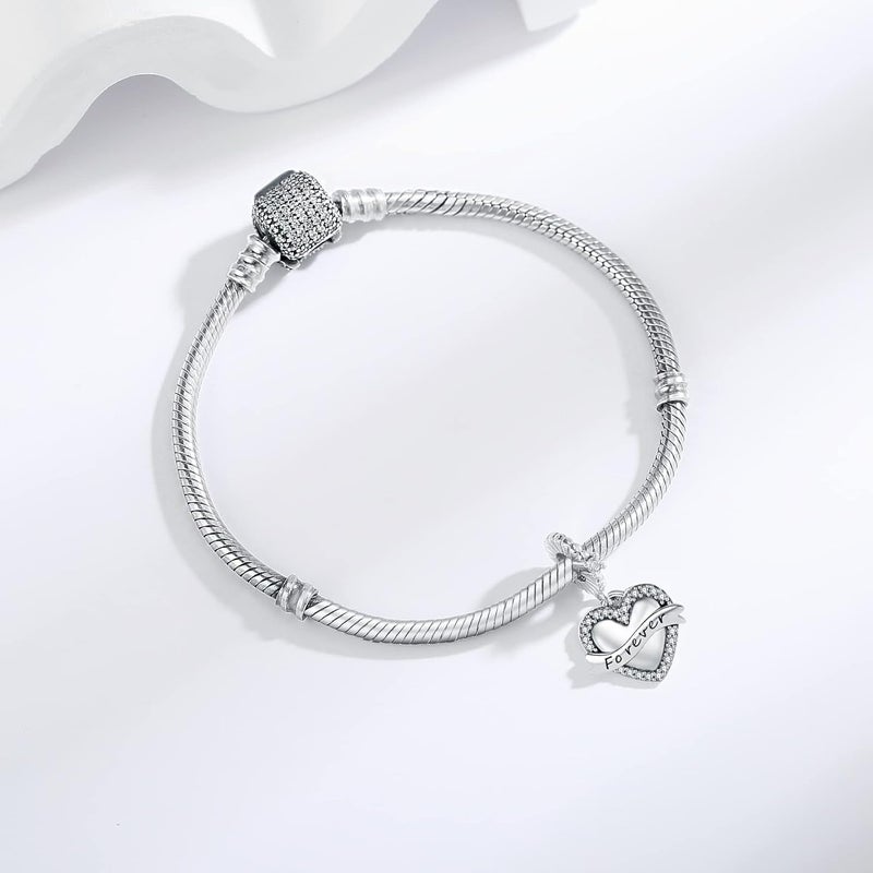 Linorui 925 Sterling Silver Charms Fit Pandora Charms Bracelet I Love You to The Moon and Back Fit Wife Mom Christmas Birthday Gift - Image 4