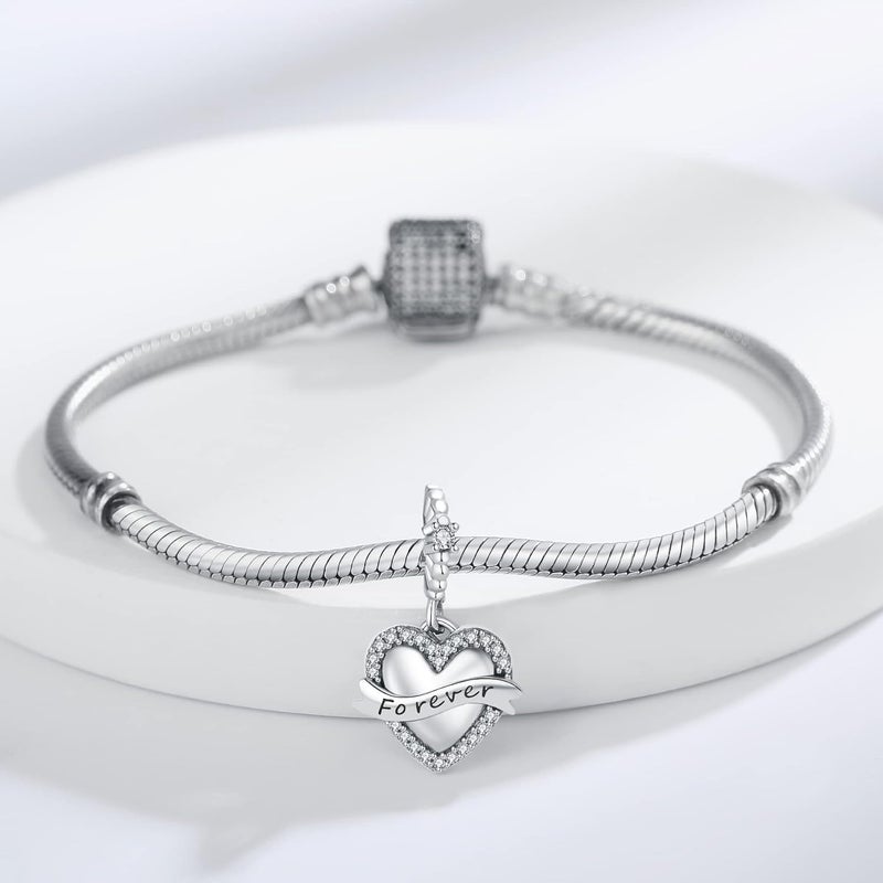 Linorui 925 Sterling Silver Charms Fit Pandora Charms Bracelet I Love You to The Moon and Back Fit Wife Mom Christmas Birthday Gift - Image 3