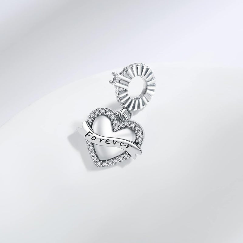 Linorui 925 Sterling Silver Charms Fit Pandora Charms Bracelet I Love You to The Moon and Back Fit Wife Mom Christmas Birthday Gift - Image 2